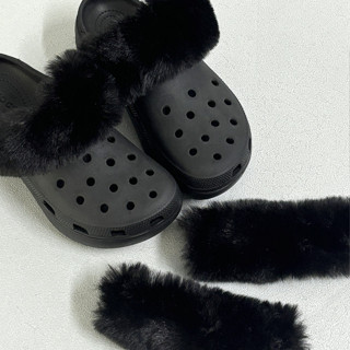 CROCS 冬季新款保暖毛絨鞋帶套適用於鱷魚鞋套 S-4761