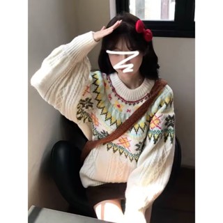 【NZN】 韓版加厚套頭毛衣女冬季慵懶風超好看長袖針織上衣