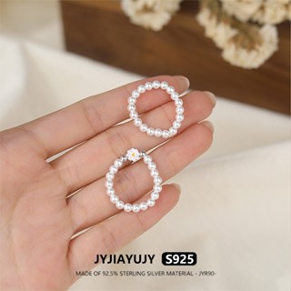 Jyjiayujy 100% 全原裝純銀 S925 戒指現貨基本款貝殼珍珠高品質時尚防過敏女士首飾禮物日常使用 JYR9