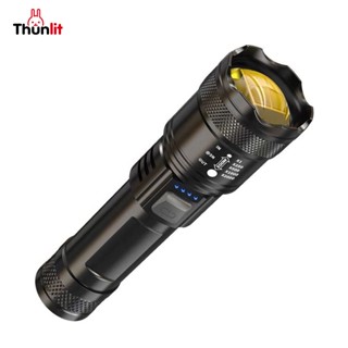 Thunlit 防水手電筒充電高流明超亮白色雷射 LED 電量顯示戶外變焦手電筒帶緊急電源