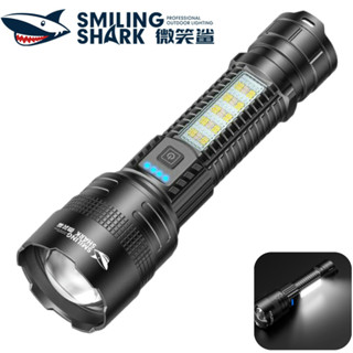 微笑鯊正品 SD7168 LED手電筒 超亮 M60 7檔位 Type-c充電 白紅光帶COB側燈 防水戶外工作 照明燈