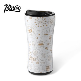 BINCOO 創意保溫咖啡杯帶陶瓷內膽 隨行水杯外帶高顏值不銹鋼保溫杯 380ML