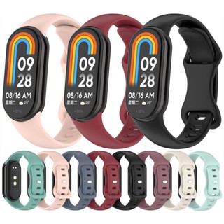 XIAOMI MI 矽膠錶帶適用於小米手環 8 9 8NFC 9NFC 智慧手錶替換腕帶八字尾反扣軟帶配件