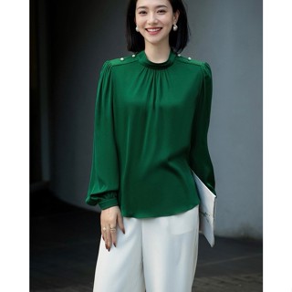 衣沐女裝批發 真絲雙喬重磅襯衫2025早春新款氣質時尚洋氣素色長袖桑蠶絲百搭上衣