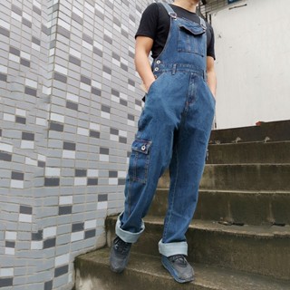 男士牛仔工作服連身褲大碼吊帶直筒褲藍色牛仔褲男士加大碼工作服