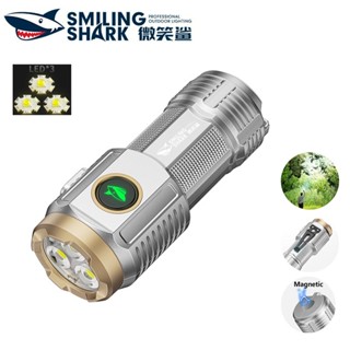 微笑鯊正品 SD5250 led迷你強光手電筒 爆亮磁吸小鋼炮 帶金屬筆夾 Type-C 5檔 輕巧便攜鑰匙扣手電筒