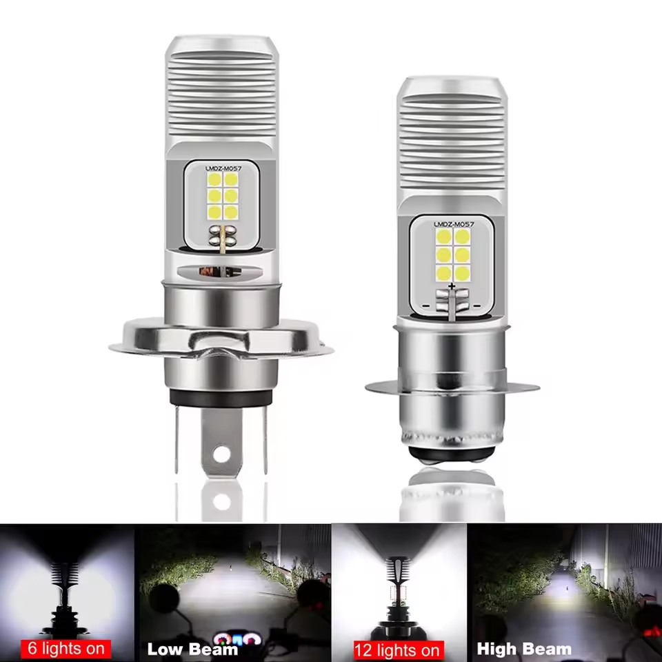 T19 白色黃色摩托車 H4 LED 大燈燈泡 HI / LO 光束電機 LED 燈泡
