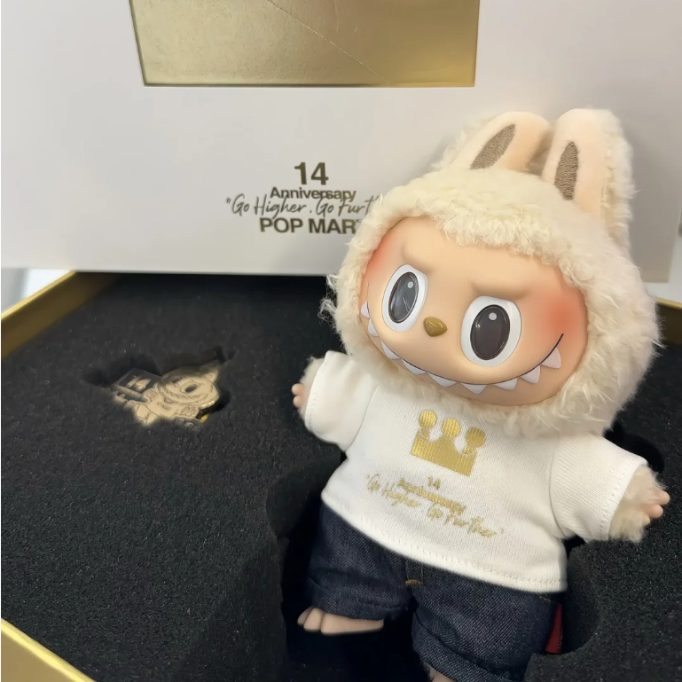 【特價出清 】LABUBU 十四週年員工限定POPMART 正品 禮盒 泡泡瑪特搪膠毛絨吊飾公仔  拉布布盲盒 生日禮物