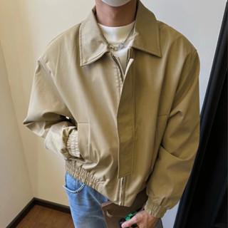 美式復古簡約短版翻領夾克男 春秋寬鬆休閒潮流百搭外套男m-3xl
