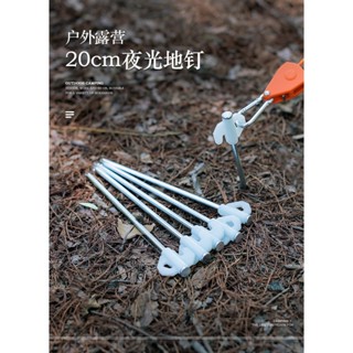 （5個裝 10個裝）戶外露營野營夜光地釘20cm帳篷地釘熒光鋼釘露營配件加粗防風地丁地釘營釘