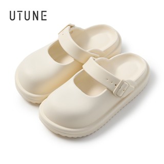 【新品上架】UTUNE 女式瑪麗珍半拖鞋厚底防滑帶可調節扣可愛女士涼鞋