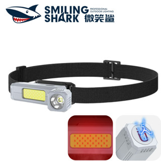 微笑鯊新品 迷你小頭燈 LED&COB多功能工作頭燈 夾帽燈 帶磁吸Type-c充電白紅光防水 家用戶外超輕TD0155