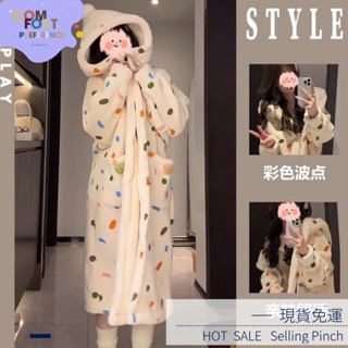 ❀免運現貨❀睡衣 睡袍 女生睡衣 冬季保暖睡衣 珊瑚絨睡袍 加厚加絨睡衣 睡衣女 保暖居家服 法蘭絨睡衣 大尺碼睡袍