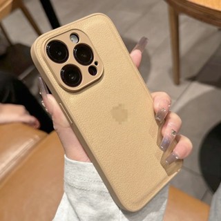 【帶徽標】皮革 + 矽膠硬質防震手機殼適用於 iPhone 16 15 14 Pro Max Plus 13 12 11