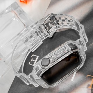 透明矽膠錶帶和錶殼運動手鍊相容 Apple watch series 9 8 7 6 5 se ultra 3 i wa