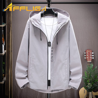 ✦AFFLIGA✦秋季簡約韓版印花連帽外套男 休閒寬鬆百搭男士夾克 大尺碼潮流設計感男款小外套