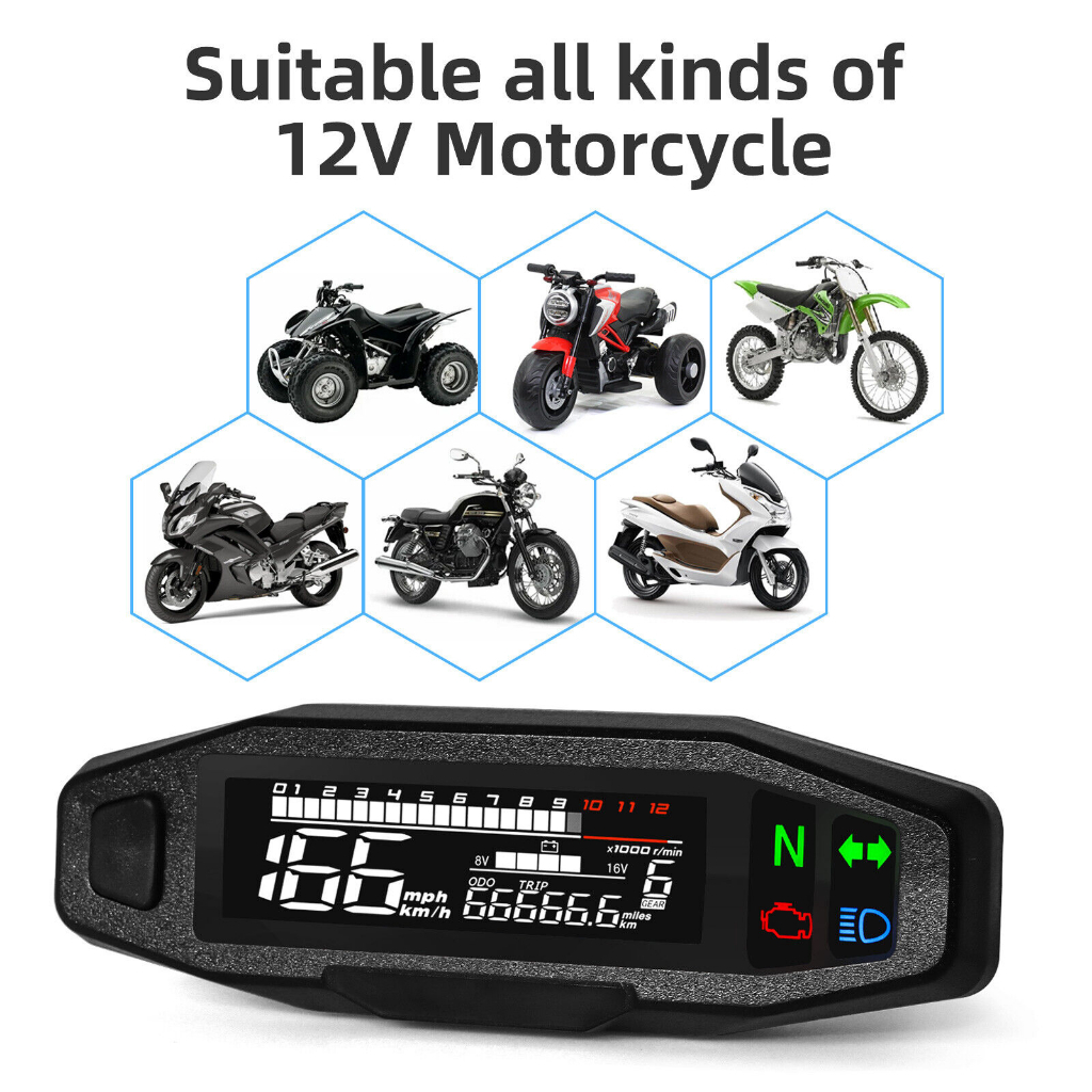 迷你通用 RPM 摩托車儀表車速表數字里程表適用於 ktm EXC 250 rusi KR200