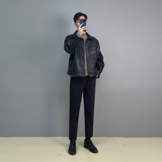 韓版翻領皮衣男 輕熟春秋新款潮流短版機車皮夾克外套男m-2xl