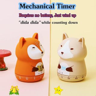 機械廚房計時器,可愛的兒童動物計時器,上鍊 60 分鐘手動倒數計時器,適用於教室、家庭、學習和烹飪
