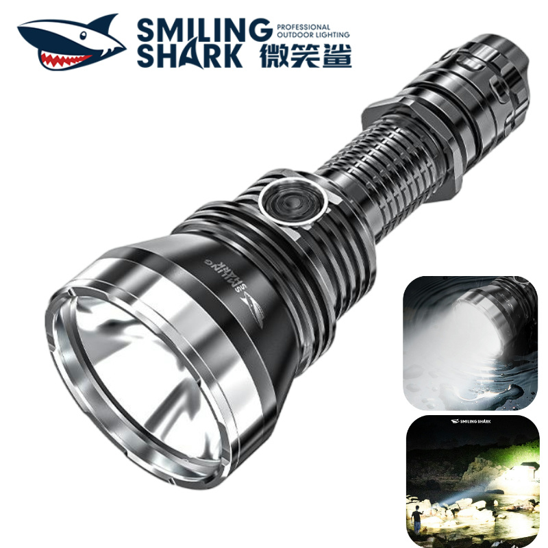 微笑鯊正品 ES60 LED 強光手電筒 超亮T40 12000流明 6檔位 高反射光杯 USB充電 防水 戶外 露營