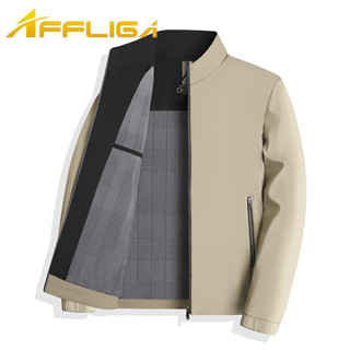 ✦AFFLIGA✦春秋季立領商務男士夾克 素色韓版簡約百搭男款外套 寬鬆休閒高級感風衣男