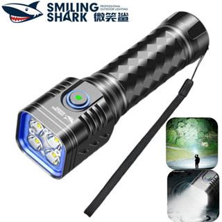 微笑鯊正品 SD5294 強光手電筒 超亮 4*LED 5000流明 Type-c充電 3檔位 防水戶外露營工作 照明燈