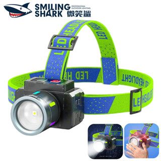微笑鯊正品 TD0218 LED 強光頭燈 11檔位 感應工作頭燈 Type-c充電 釣魚燈 紅藍閃 防水 戶外露營工作