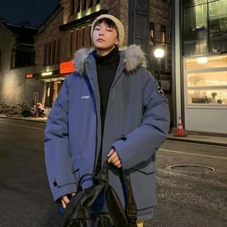 2025新款冬季加厚中長款羽絨服男 港風潮牌寬鬆外套男M-2XL