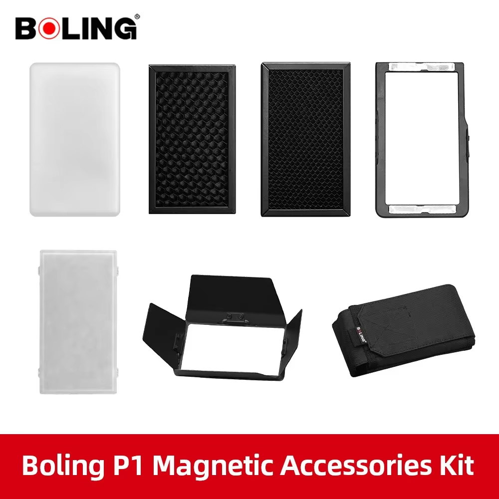 Boling P1 LED 補光燈配件,柔光箱罩穀倉門蜂窩燈效果配件