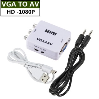 Mini vga vga 到 av rca 3.5mm 適配器支援高畫質 1080p vga2av rca pc 到電視高
