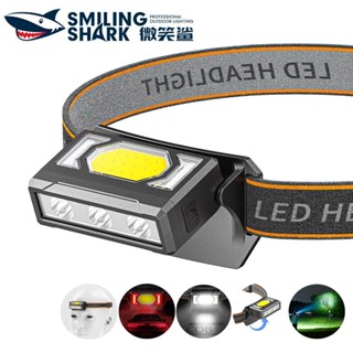 微笑鯊正品 TD0221 迷你強光頭燈 LED+COB 90°調整 8檔白紅光 Type-C 防水戶外露營登山工作頭燈