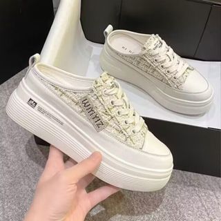 小資格調現貨促銷關注減20 半拖鞋女夏外穿新款韓版包頭懶人時尚涼拖鞋厚底內增高小白鞋