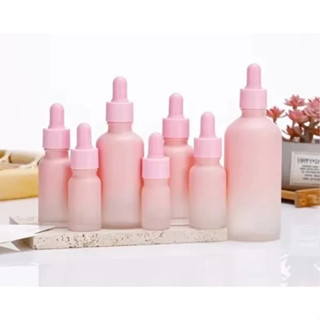 5-100ml漸變粉色玻璃滴管瓶粉圈粉膠頭滴管精油瓶30ml化妝品分裝調配小樣瓶