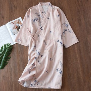 紗布和服浴袍睡裙女生和服袍夏秋季全棉日式長​​袖睡袍可愛汗蒸純棉睡衣