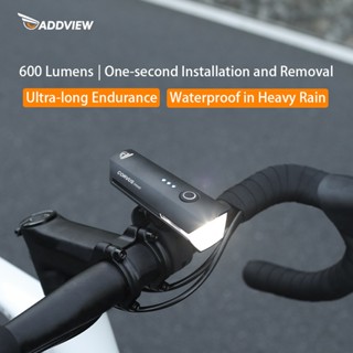 Addview Corvis 自行車燈,適合夜間騎行,超亮前燈,帶 400-600 流明的防水手電筒,USB 可充電,山