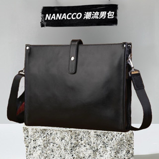 NANACCO 真皮 男包 側揹包 簡約 商務 斜揹包 公文包 包包 頭層牛皮 男後揹包 潮 韓 包 商務 電腦包
