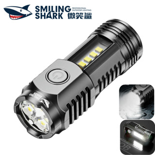 微笑鯊正品 SD5304 LED 爆亮 迷你手電筒 5檔位 COB側燈 帶背夾Type-c充電工作燈 戶外露營工作照明燈