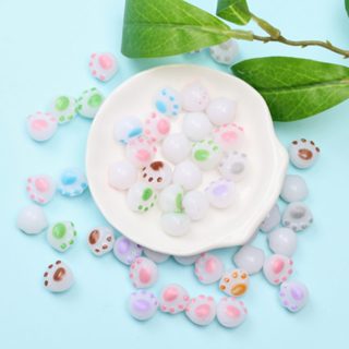10 件裝創意仿白玉炭燒貓爪珠立體 DIY 手鍊項鍊首飾配件
