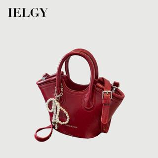 IELGY 高階感洋氣流行紅色百搭斜揹包 手提水桶包
