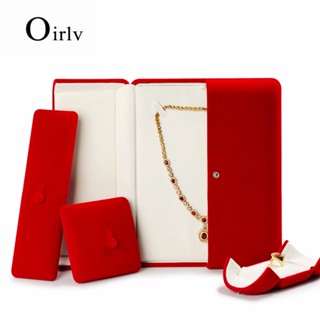 Oirlv 首飾盒紅色天鵝絨戒指盒古典戒指盒項鍊耳環手鍊首飾收納盒首飾禮品盒訂婚、求婚、婚禮 H028