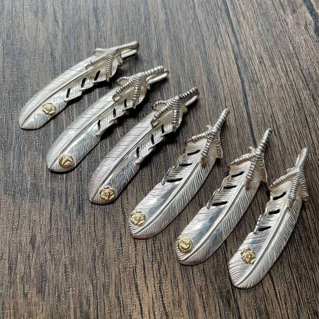 TADY＆KING鷹爪點金羽毛L/XL碼吊墜 s925銀/18K金（TADY KING高橋吾郎Goros弟子作品）