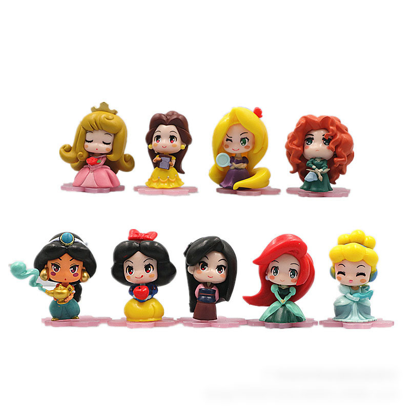 9 件/套 5cm-5.5cm 電影白雪公主和七個小矮人裝飾可動人偶雪公主娃娃愛好系列兒童玩具
