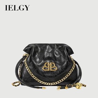 IELGY 女士黑色福袋包 韓系潮流高階感抽帶手提腋下包 單肩斜揹包