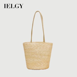 IELGY 大容量草編包 海邊度假包 手工編織夏季沙灘高階感草包