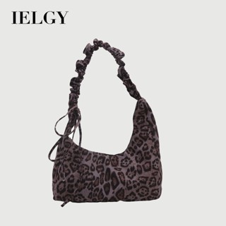 IELGY 豹紋休閒大容量 秋冬簡約上班通勤餃子褶皺單肩斜揹包