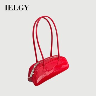 IELGY 女士紅色腋下包 大容量簡約休閒法棍保齡球包 可手提