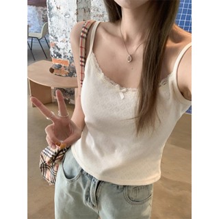 【NZN】韓國時尚女士蕾絲邊吊帶背心夏季性感修身無袖上衣