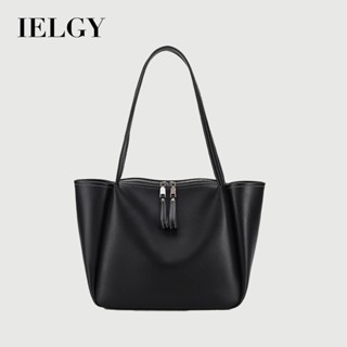 IELGY 女士黑色托特包 手提大容量軟皮單肩手提包