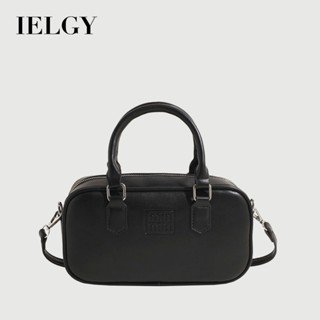 IELGY 女士復古保齡球包 質感波士頓包單肩斜挎大容量小方包