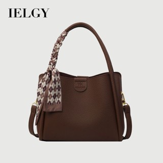IELGY 復古軟皮手提包 潮時尚流行水桶包 通勤百搭單肩斜揹包